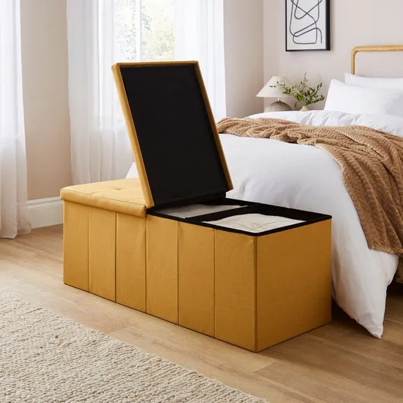 Faux Linen Bed Ottoman 2