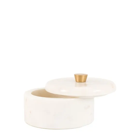 Cedar & Sage Veta Wide Round Marble Trinket Box 5