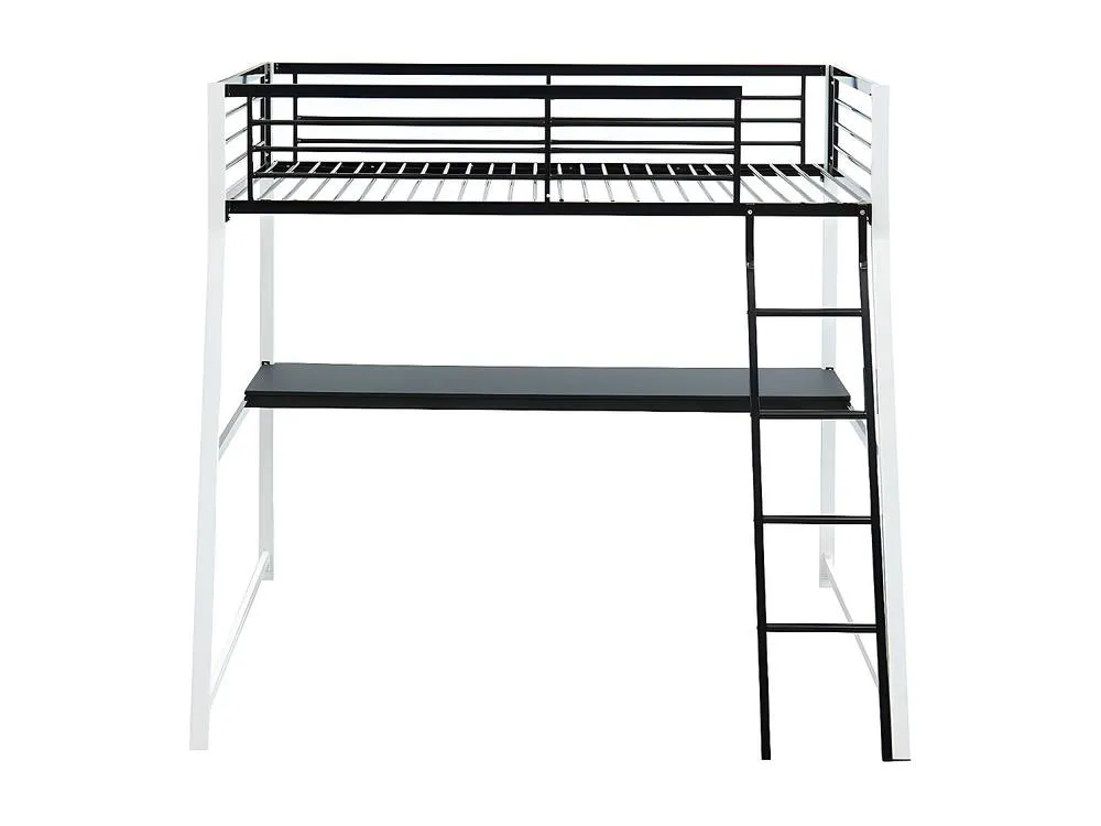 Vente-unique High Sleeper Bed 90 X 190 Cm - Integrated Desk - Black & White 6
