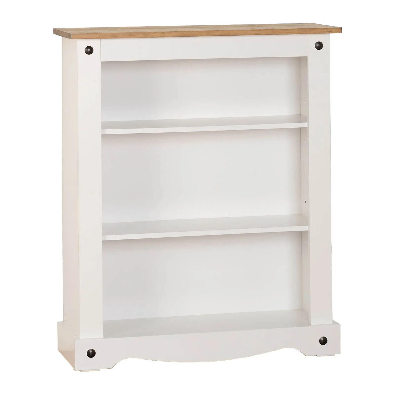 Corona Pine White Low Bookcase White and Brown