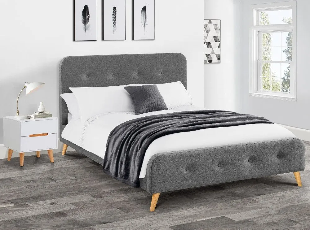 Astrid Grey Fabric Bed Frame - 4ft6 Double