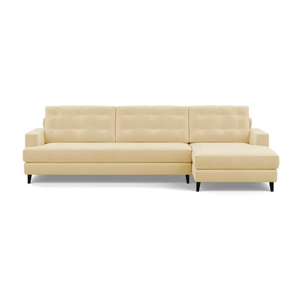 Heal's Mistral Right Hand Facing Corner Sofa Smart Luxe Velvet Biscuit Black Feet 1