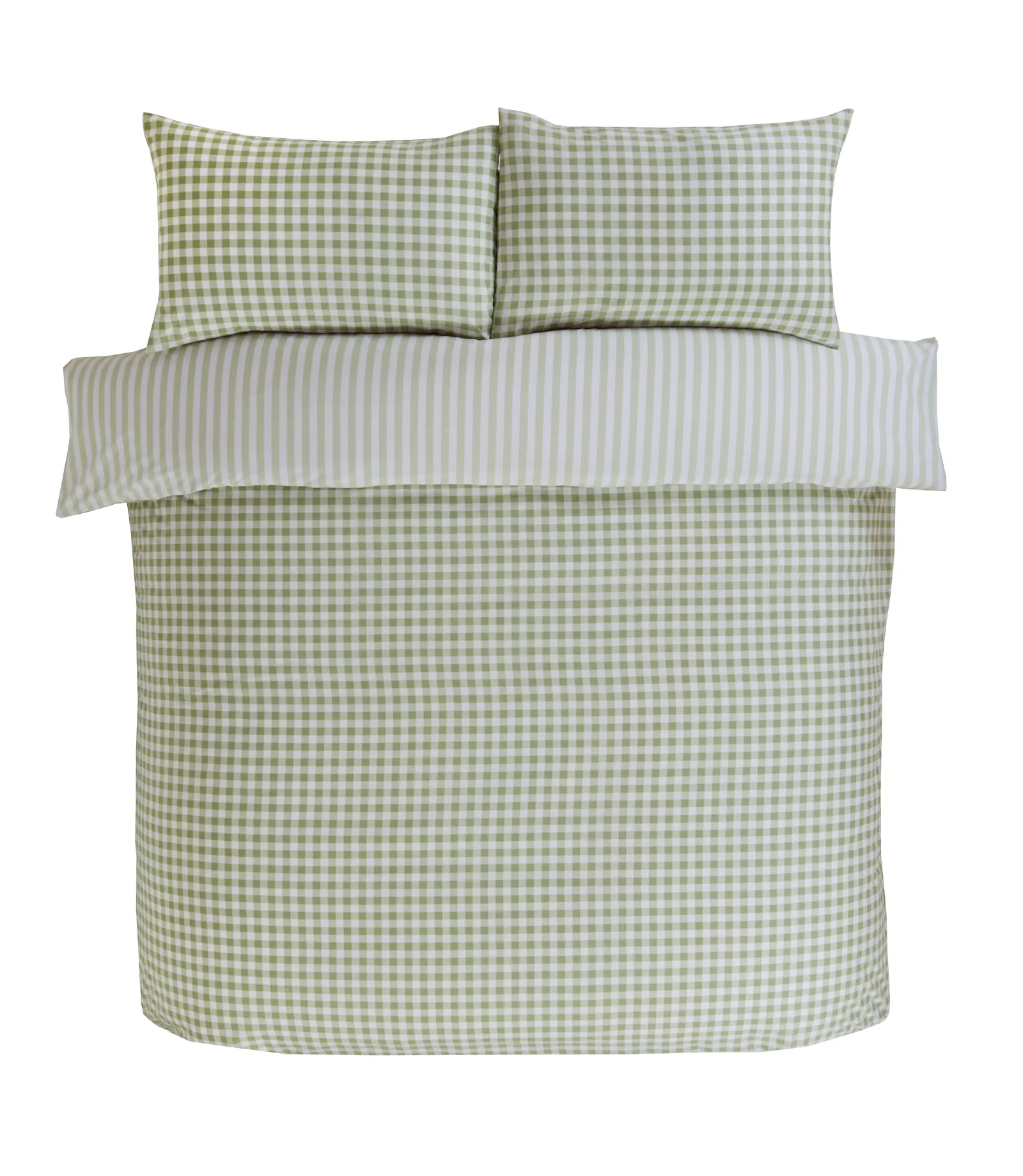 Rapport Home Gingham Polycotton Check Polycotton Duvet Cover Set With Pillowcase in Green 5