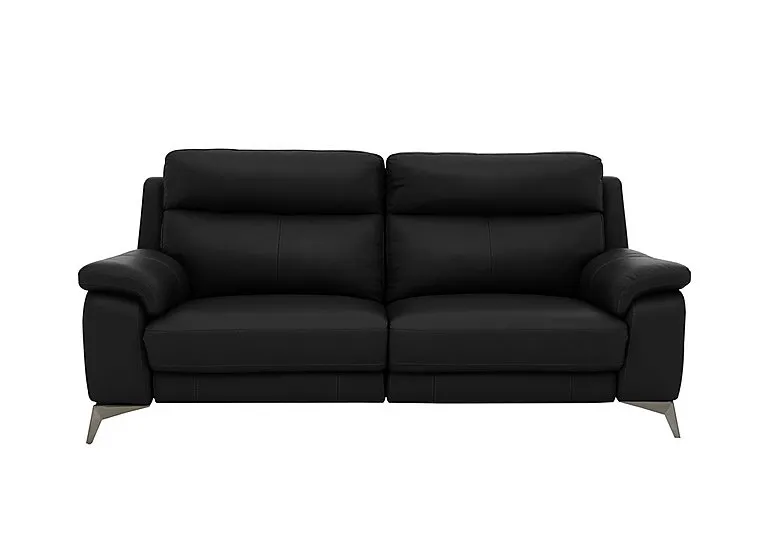 Missouri 3 Seater Leather Recliner Sofa with Power Headrest - Classic Black