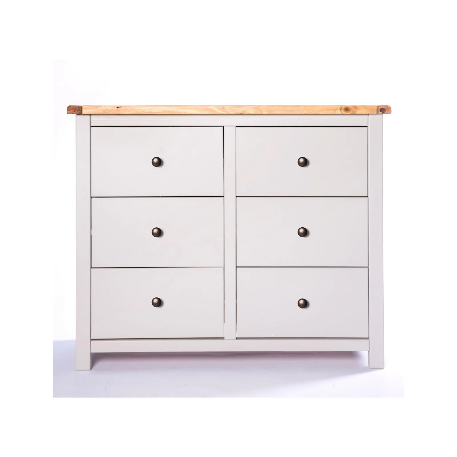 Cabinet Bits Argenta 6 Drawer Chest of Drawers Brass Knob in Light Grey 2