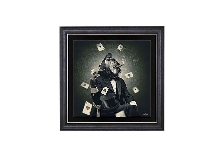 Monkey Poker Framed Landscape Wall Art