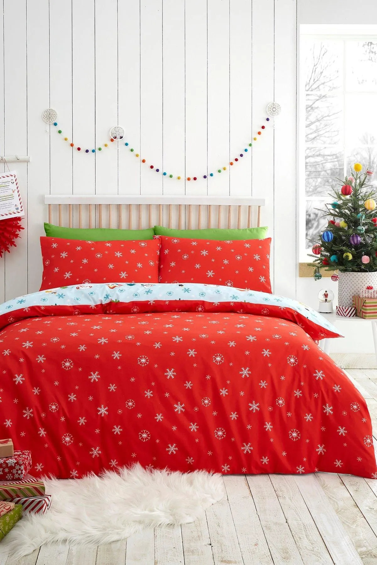 Fusion 'Christmas Snowman' Easy Care Duvet Cover Set in Duck Egg Blue 4