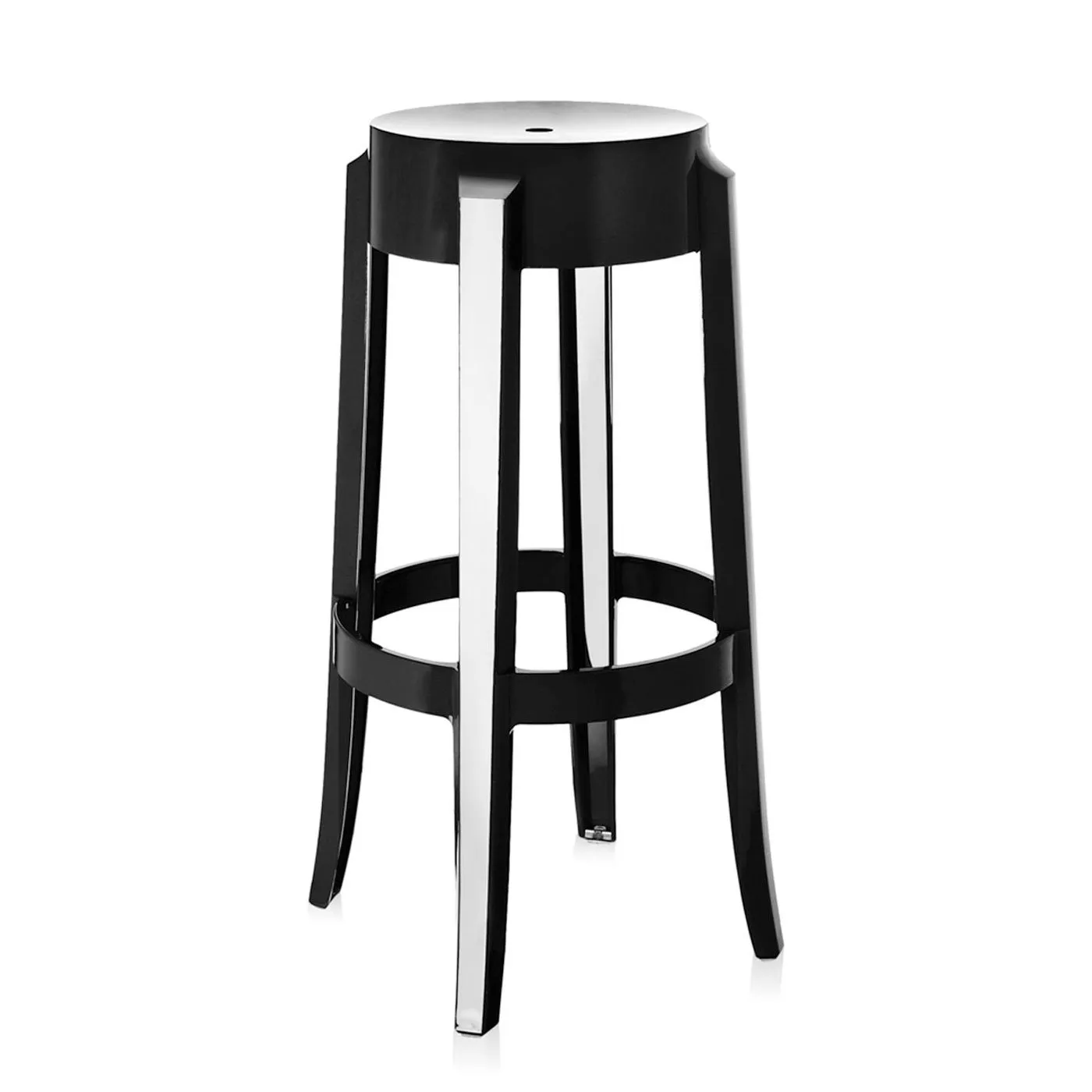 Kartell Charles Ghost Bar Stool 75cm Solid Black Set of 2 1
