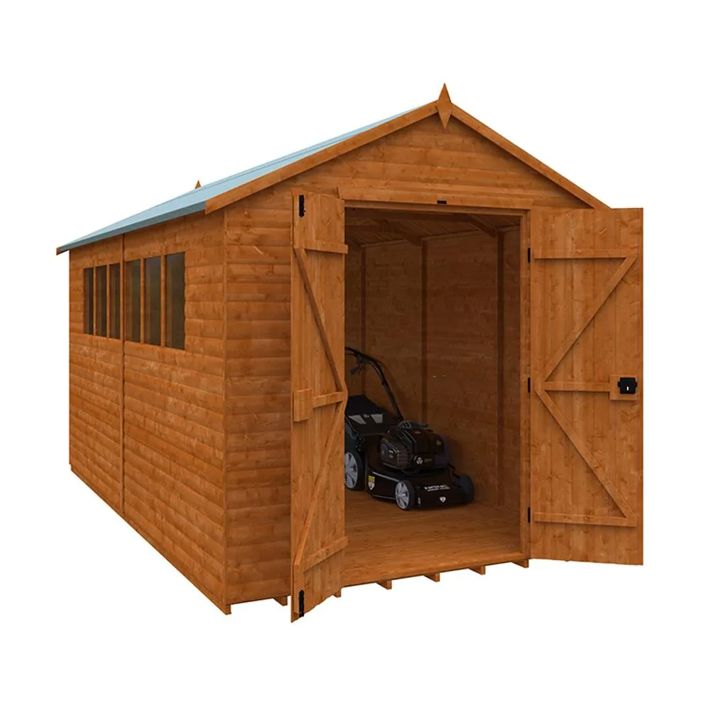 Buttercup Farm 14 x 8 Feet Loglap Workshop 15mm Shed - L415 x W235 x H254.5 cm in Burnt Orange 2