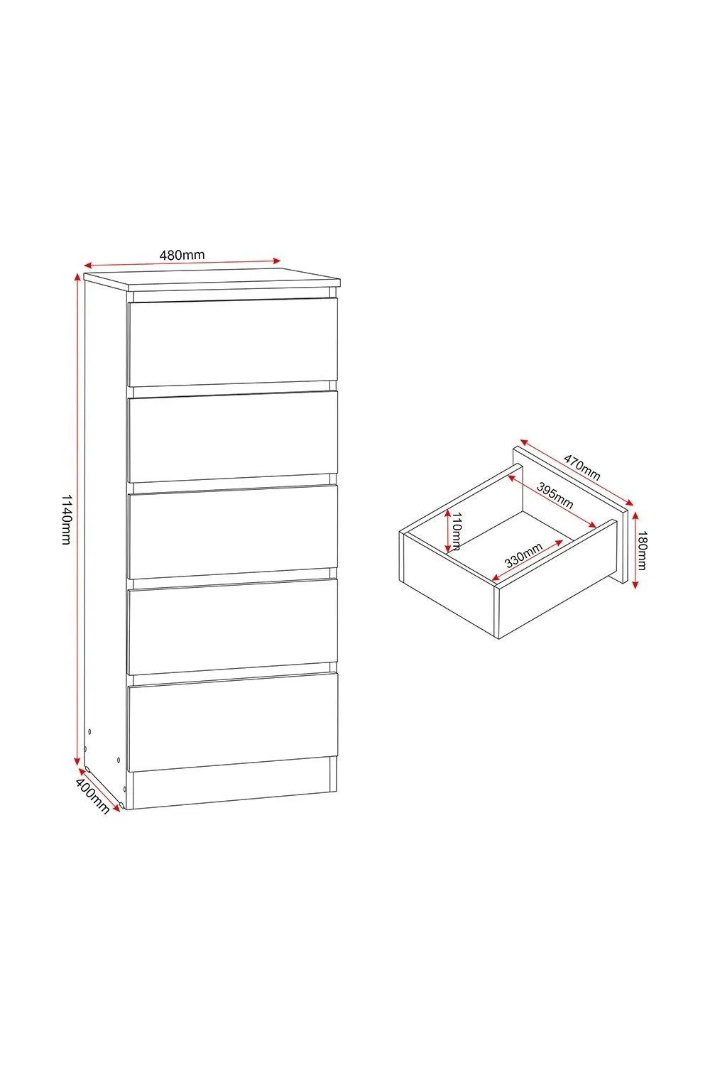 Seconique Malvern 5 Drawer Narrow Chest in Light Stone 6