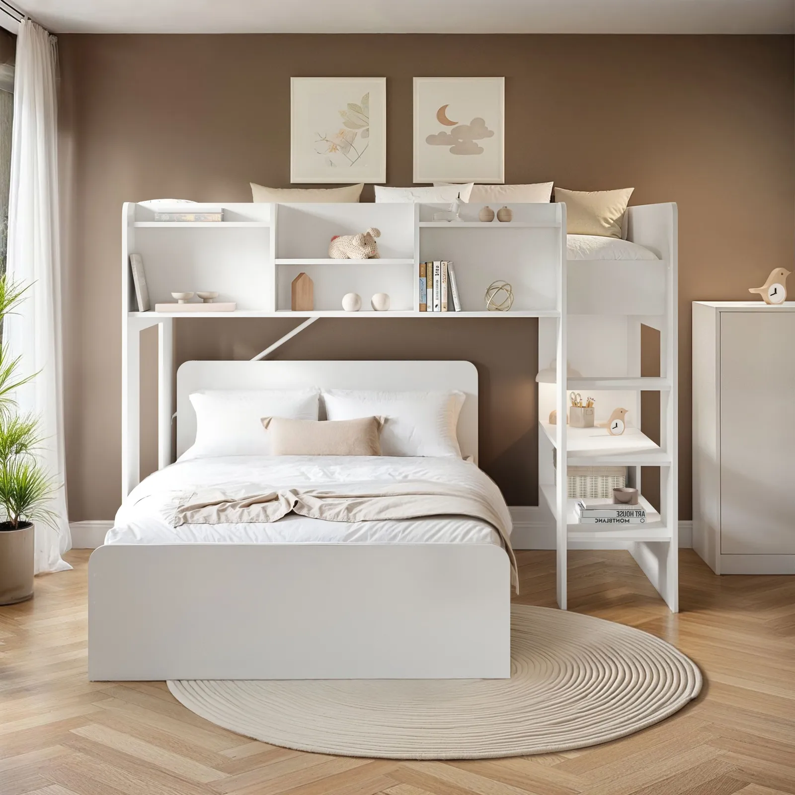 Flair Wizard L Shaped Triple Bunk Bed in White 2