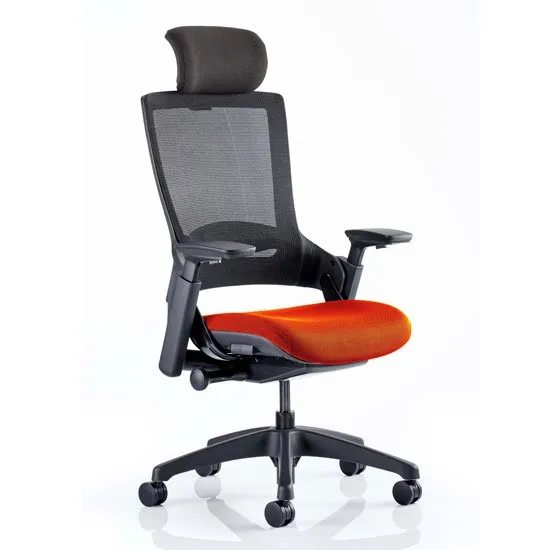 Molet Black Back Headrest Office Chair With Tabasco Red Seat