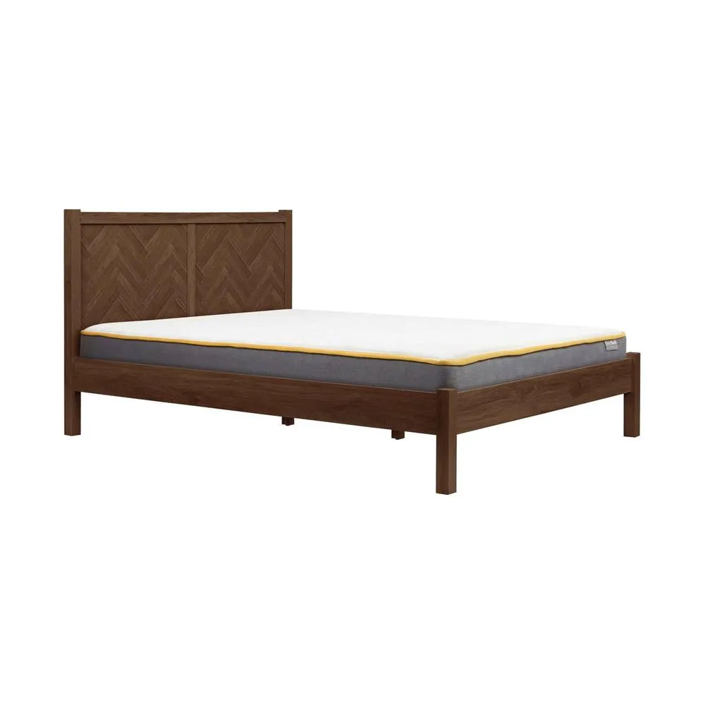 Birlea Double Bed Frame Walnut Herringford 4ft6 135cm Chevron Parquet in Brown 5