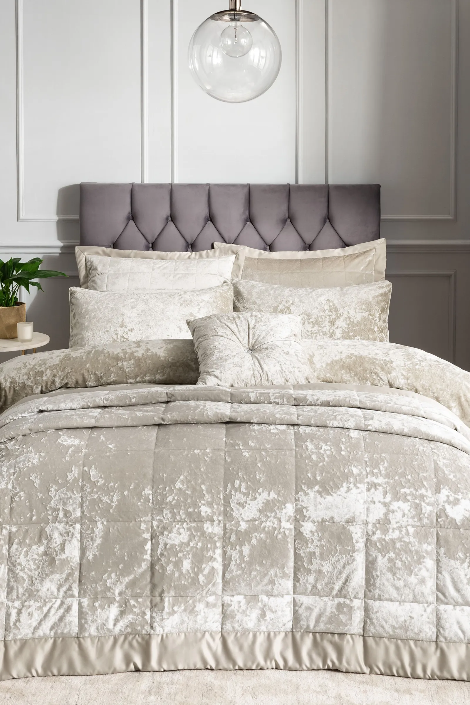Catherine Lansfield Crushed Velvet Cushion in Natural 2