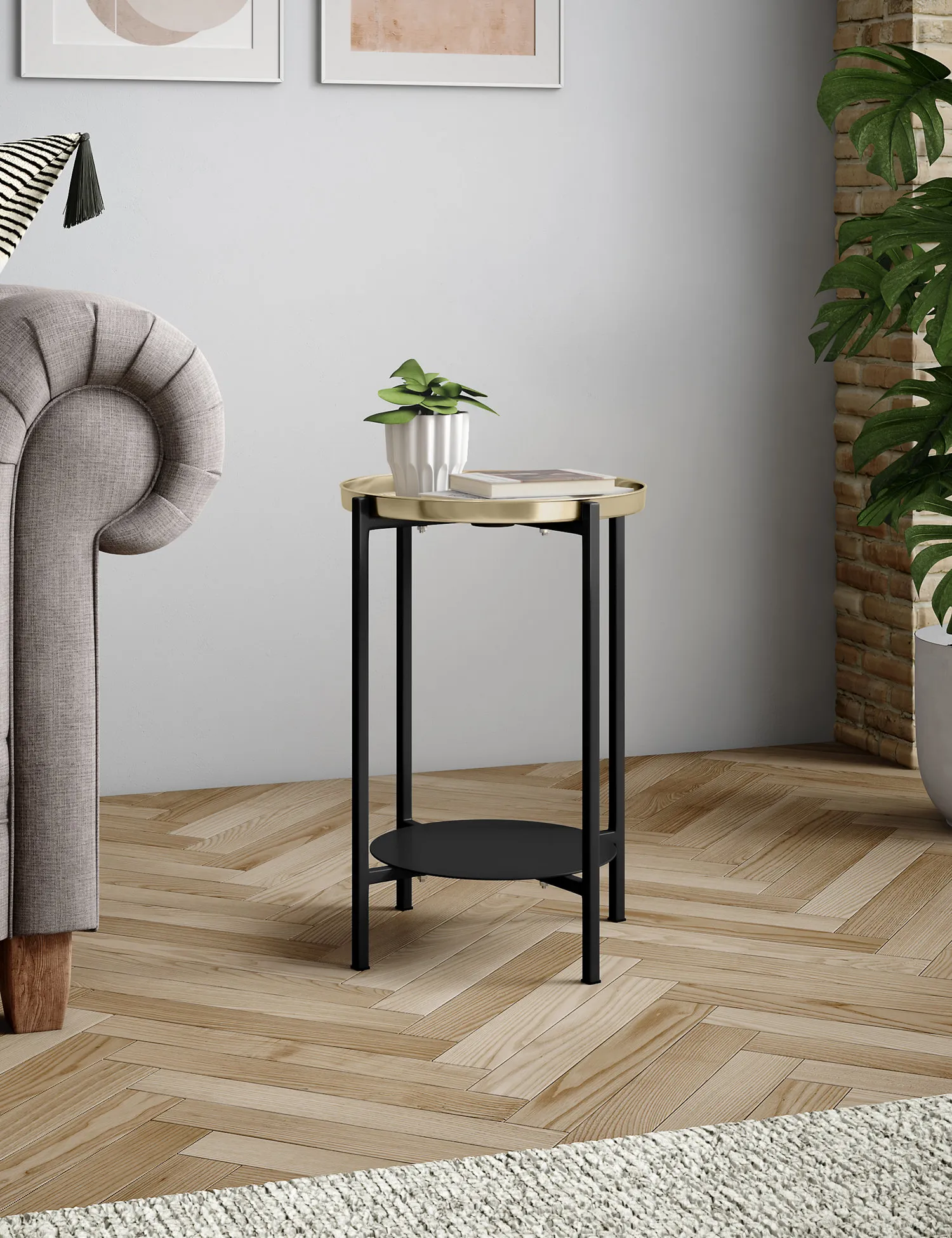 M&S Brass Top Side Table