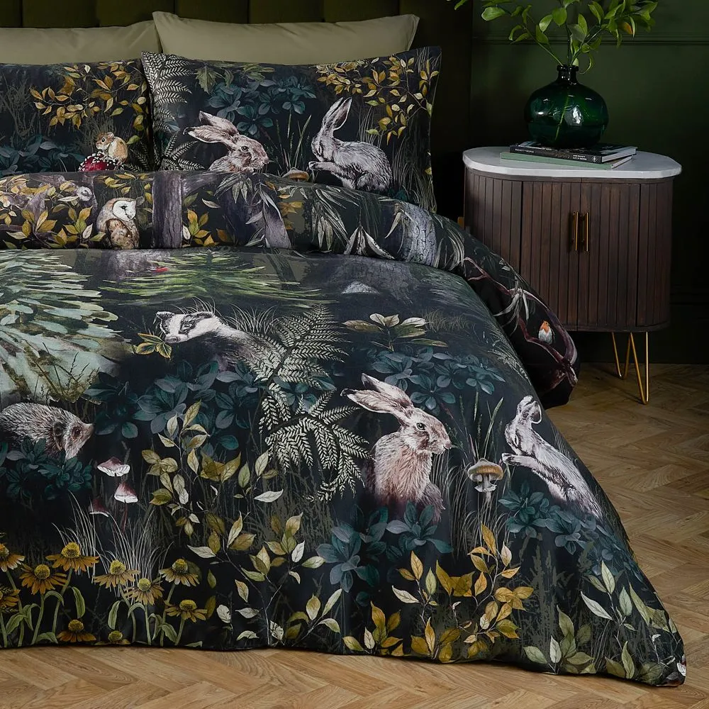 Paoletti Sherwood Forest 100% Cotton Printed Duvet Cover Set in Green 3