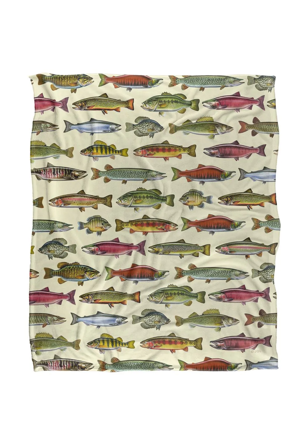 JQ Licensing Fishing Freshwater Fish Silky Touch Super Soft Throw Blanket 152 X 127 cm in White