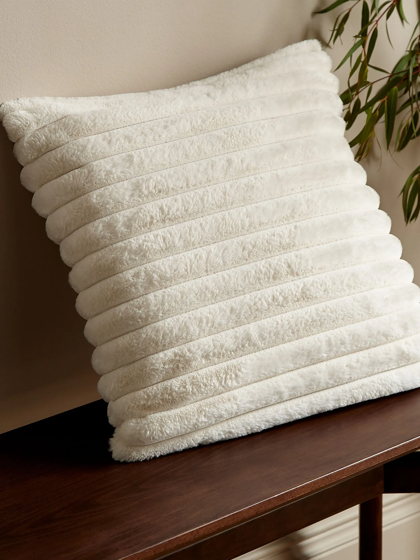 Catherine Lansfield 'Cosy Ribbed' Cushion in Cream