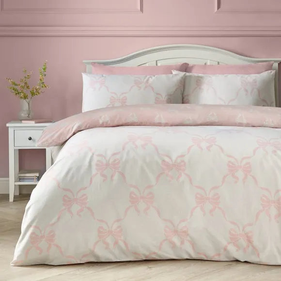 Catherine Lansfield Pretty Bows Polycotton Duvet Cover & Pillowcase Set