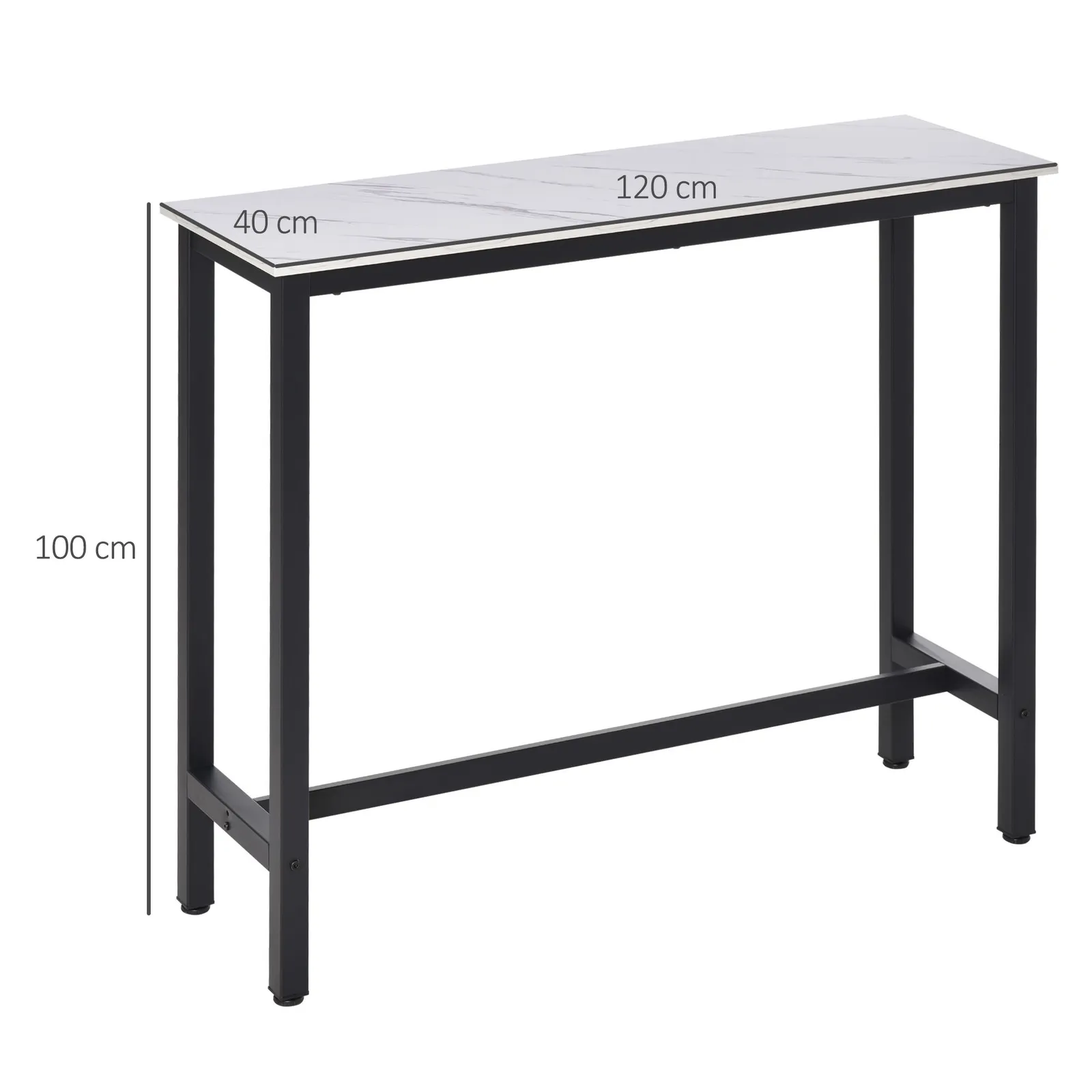 HOMCOM Bar Table Coffee Table with Adjustable Footpads for Breakfast Dining in White 3