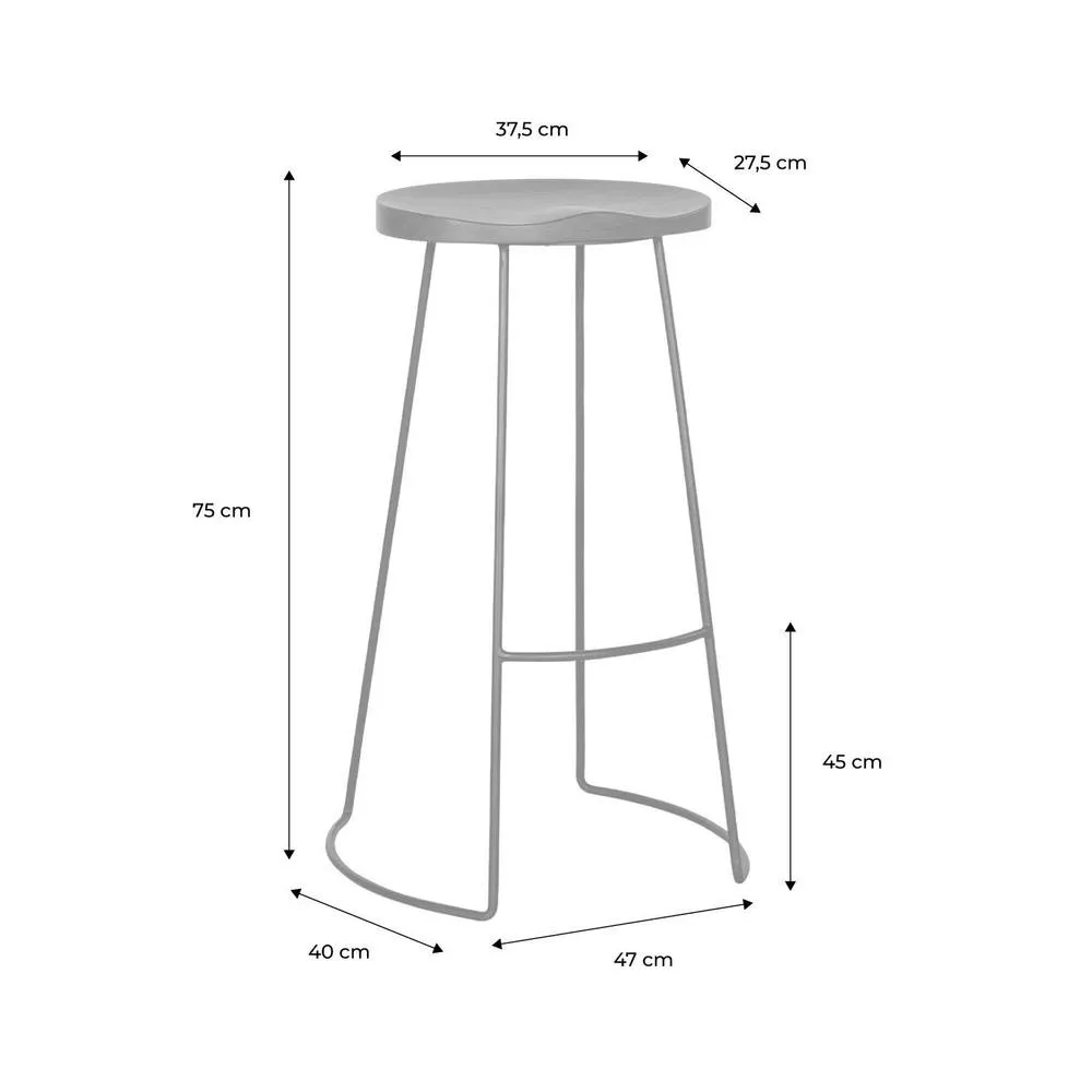 sweeek Pair Of Industrial Metal & Wooden Bar Stools in Light Brown 5