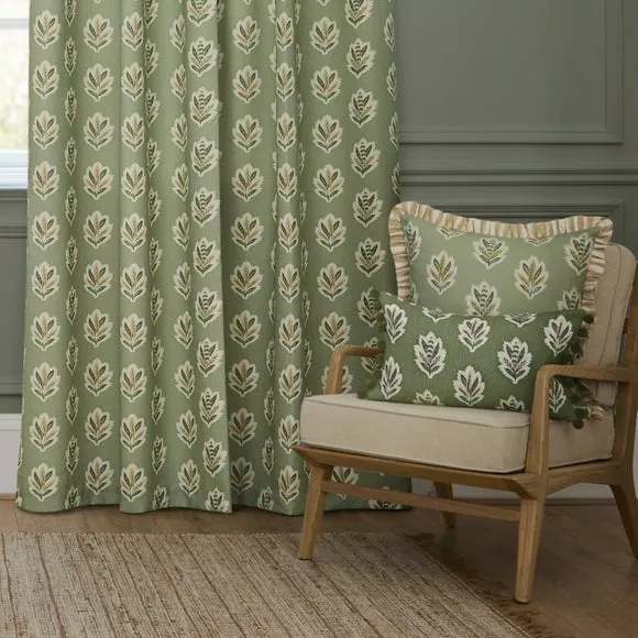 Sanderson Sessile Leaf Pencil Pleat Curtains 4