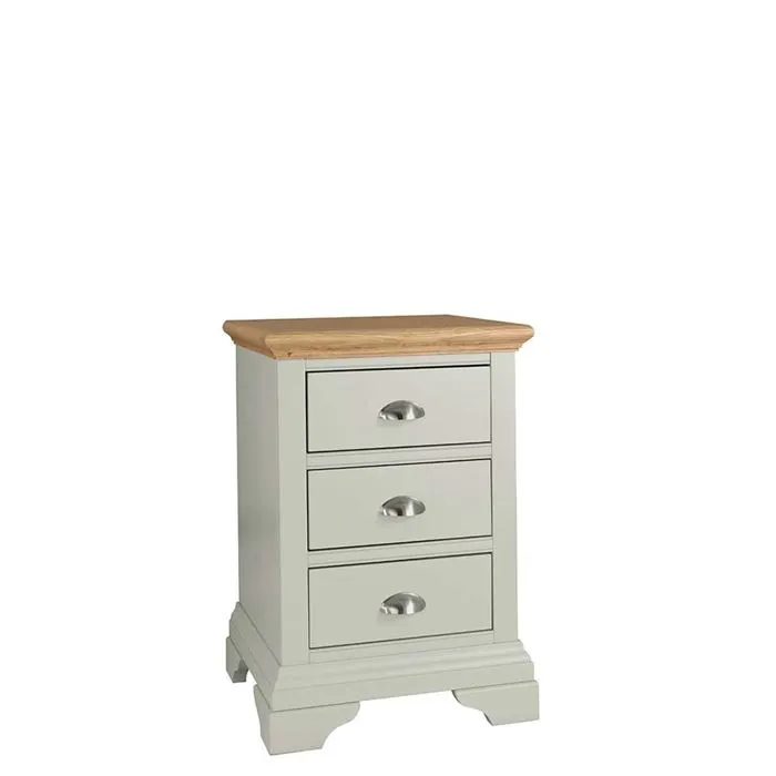 Carrington 3 Drawer Nightstand, Soft Grey & Oak