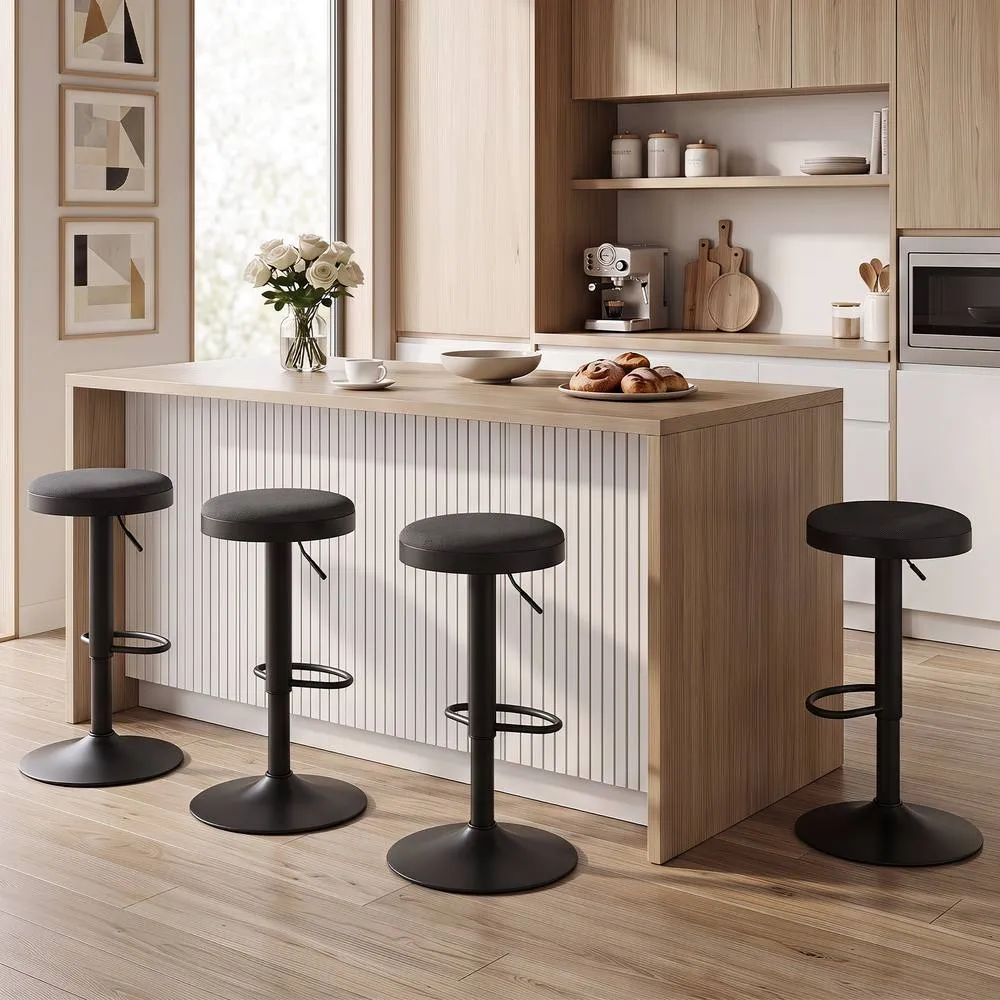 Costway Backless Counter Height Chairs Swivel Island Chairs Padded Seat in Black 4