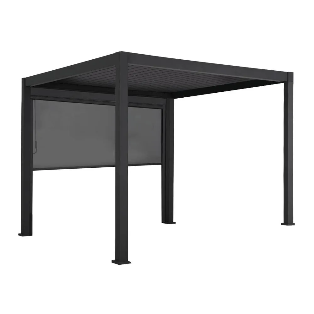 sweeek Louvered pergola aluminium 3 x 3m V2 + 3m blind in Dark Grey 4