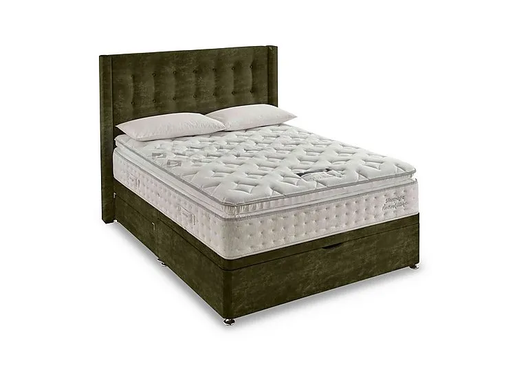 Revitalise Breathe 3000 Pillowtop Half Ottoman Divan Set - Double - Vintage Velvet Olive