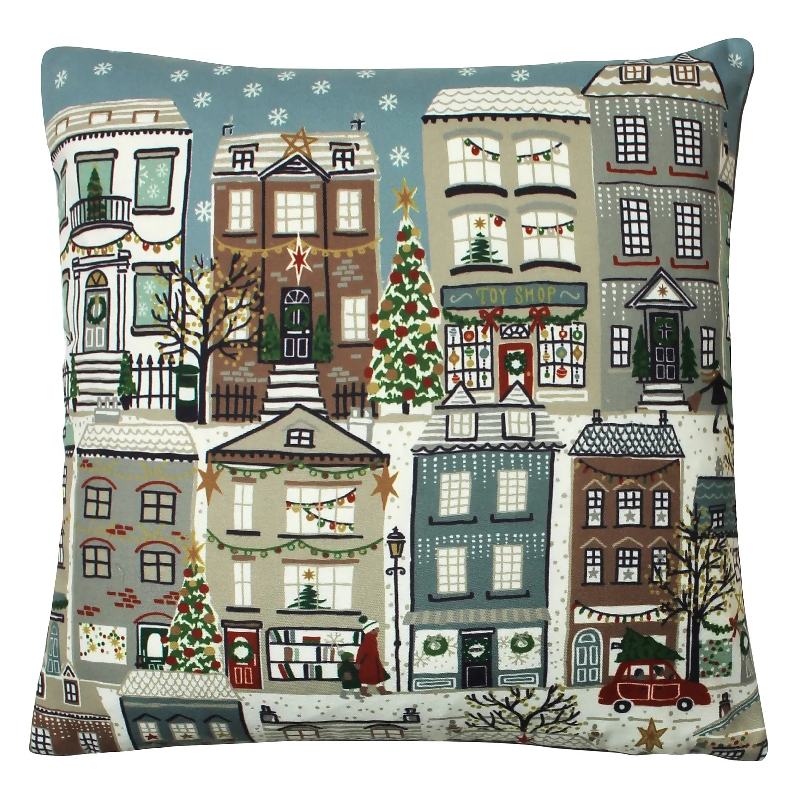 Festive Town Christmas Cushion - 43x43cm