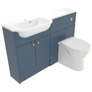 Deccado Benham Juniper Blue Left Hand 1200mm Slimline Fitted Vanity & Toilet Pan Unit Combination with Left Hand Basin 2