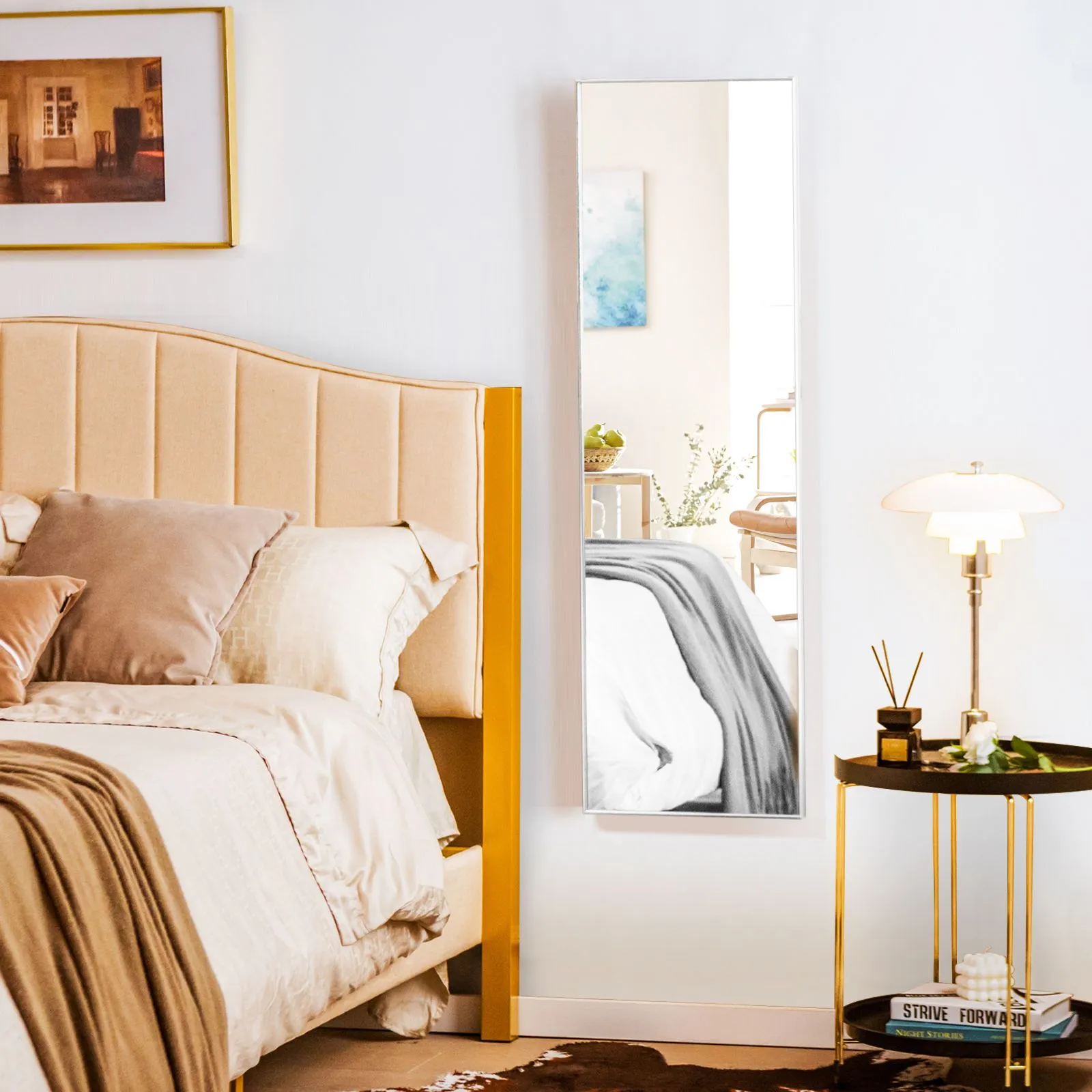 Costway Full-length Over the Door Mirror Hanging & Wall-mounted Dressing Mirror in Silver 3