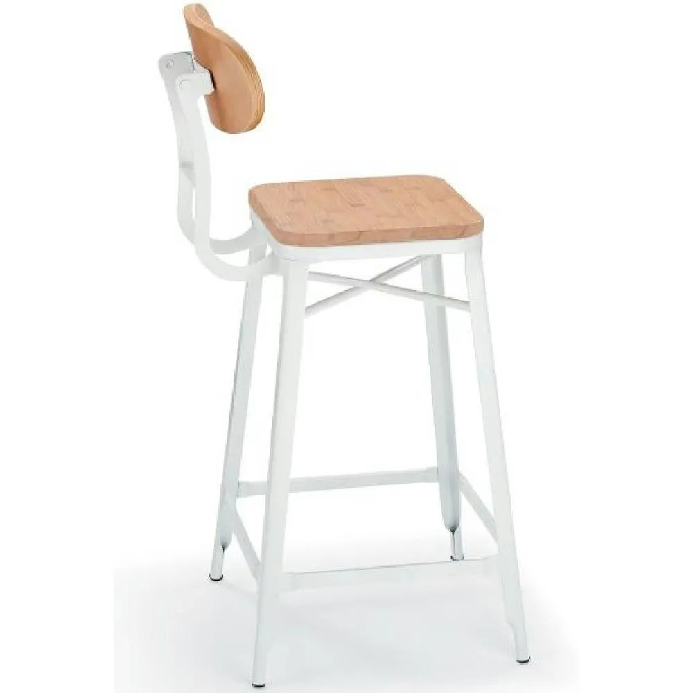 netfurniture Fapone Farm House Style Kitchen Breakfast Bar Stool White & Oak 5