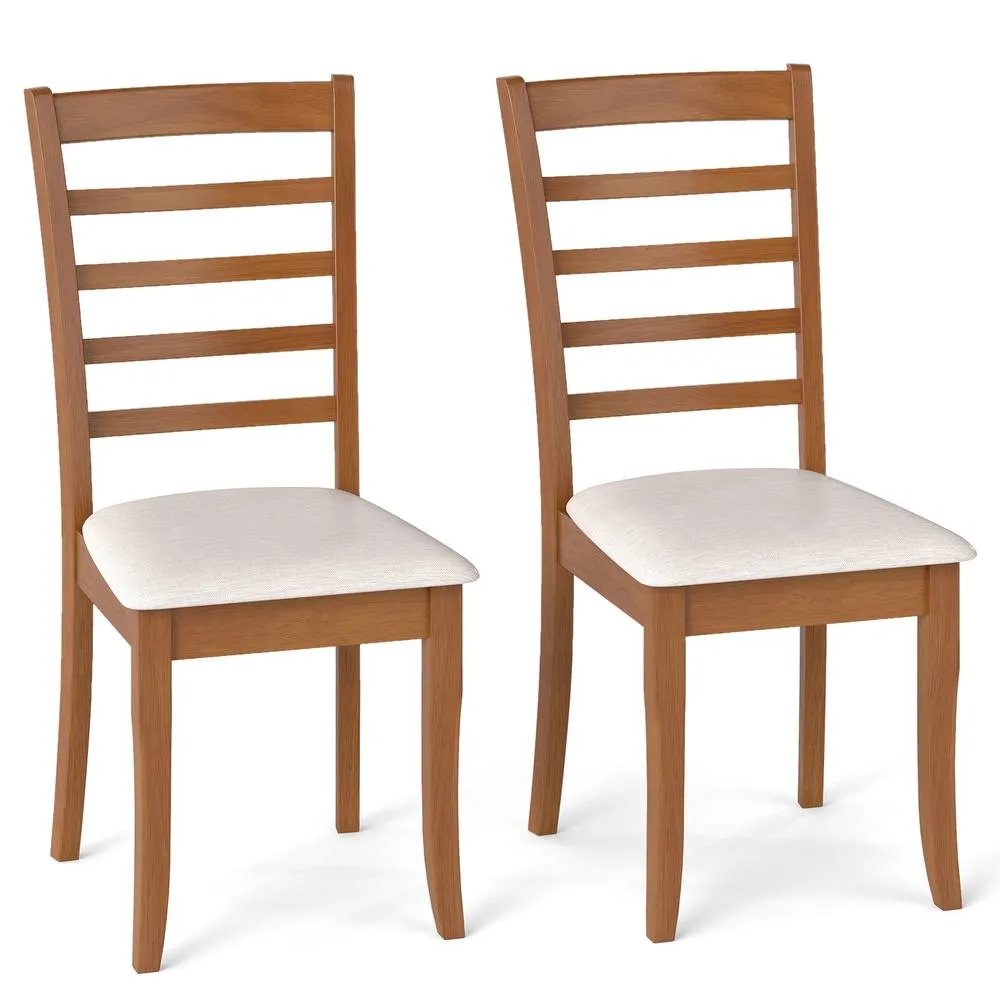 Costway 2PCS Wooden Dining Chair Modern Upholstered High back Kitchen Chair in Beige