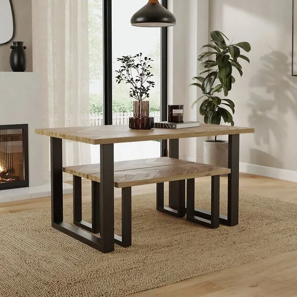 Shelton 4 Seater Dining Table with 2 Benches 2