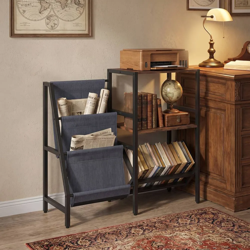 Costway Large Capacity Vinyl Holder with Metal Frame in Brown 6