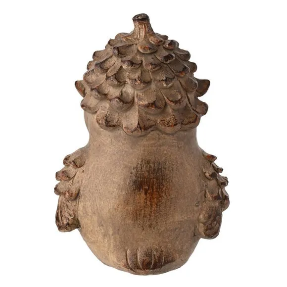 Country Living Wood Effect Owl with a Pinecone Hat Ornament 4
