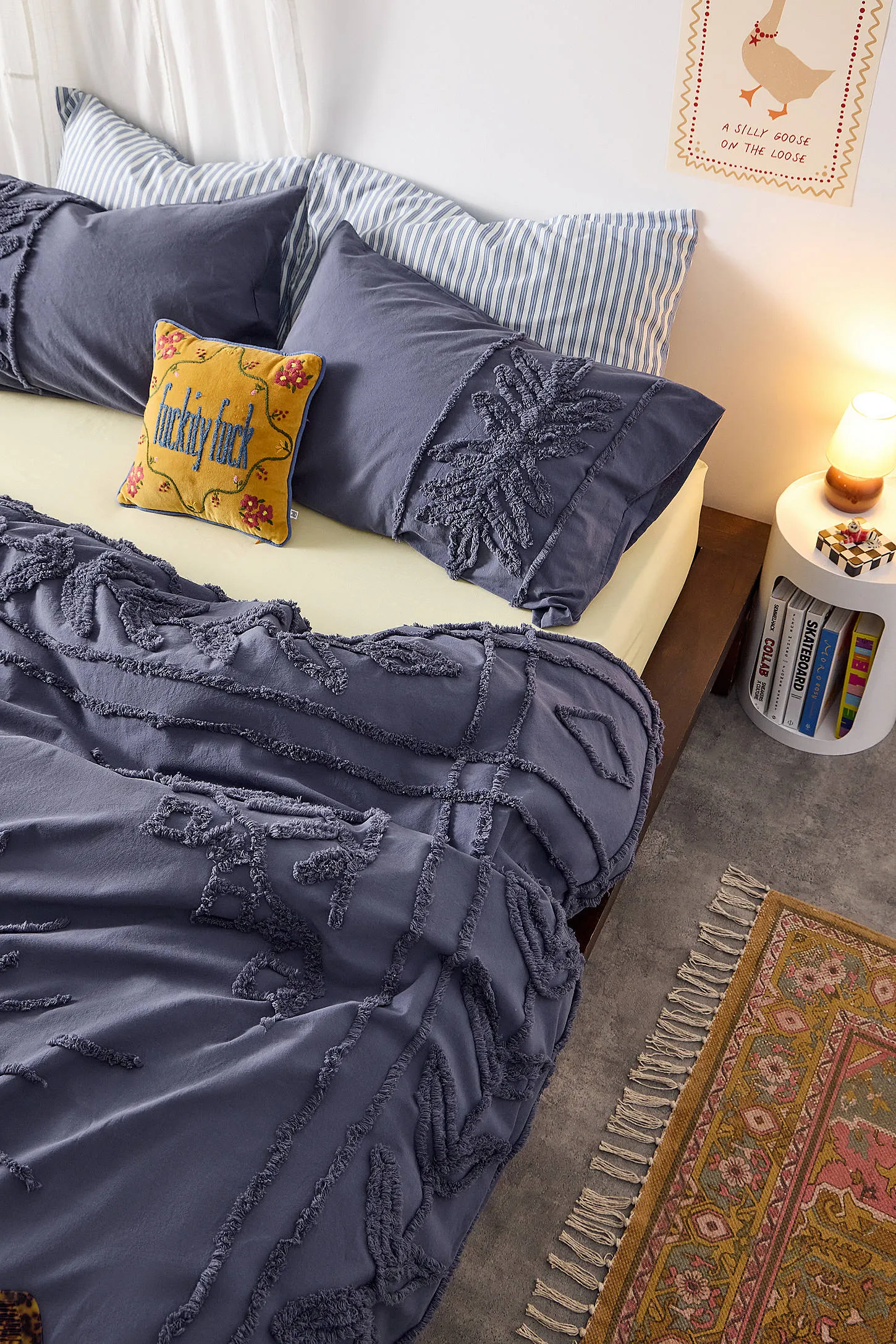 Blue Jackie Tufted Duvet Set - Dark Blue 2