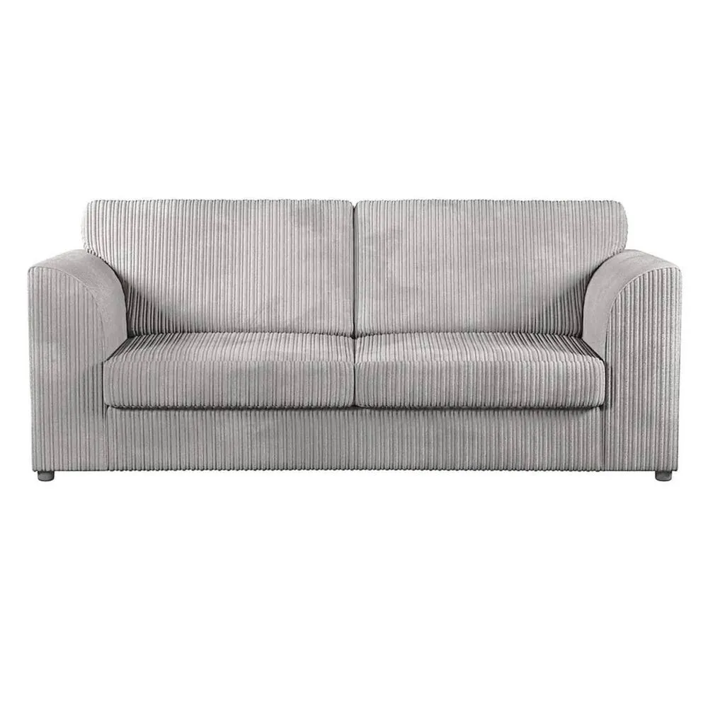 Bliss Furniture Jumbo Cord High Back 3 Seater Sofa Luxury in Silver