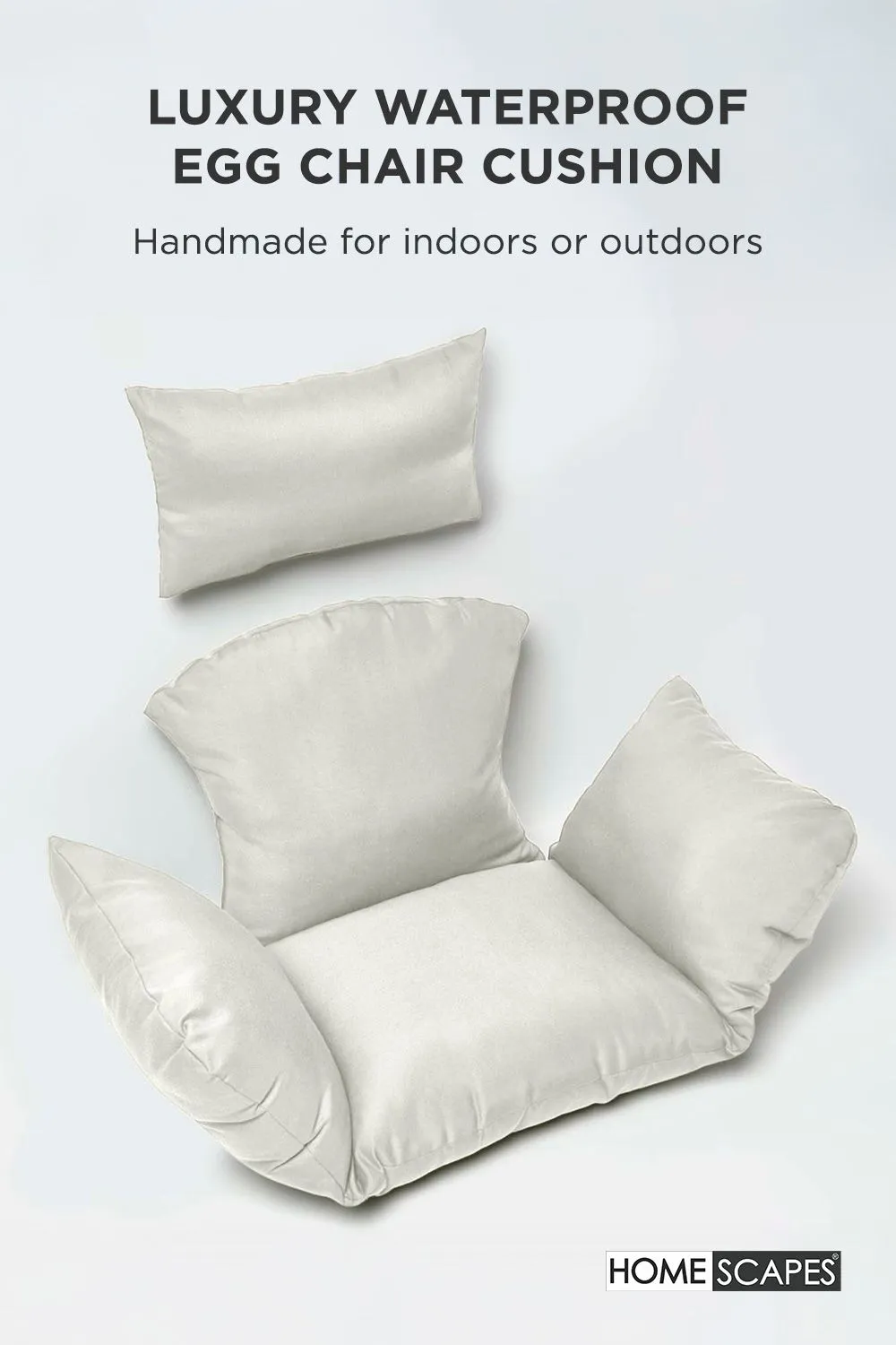Homescapes Luxury Soft Waterproof Egg Chair Cushion Swing Chair Garden Seat in Natural 2