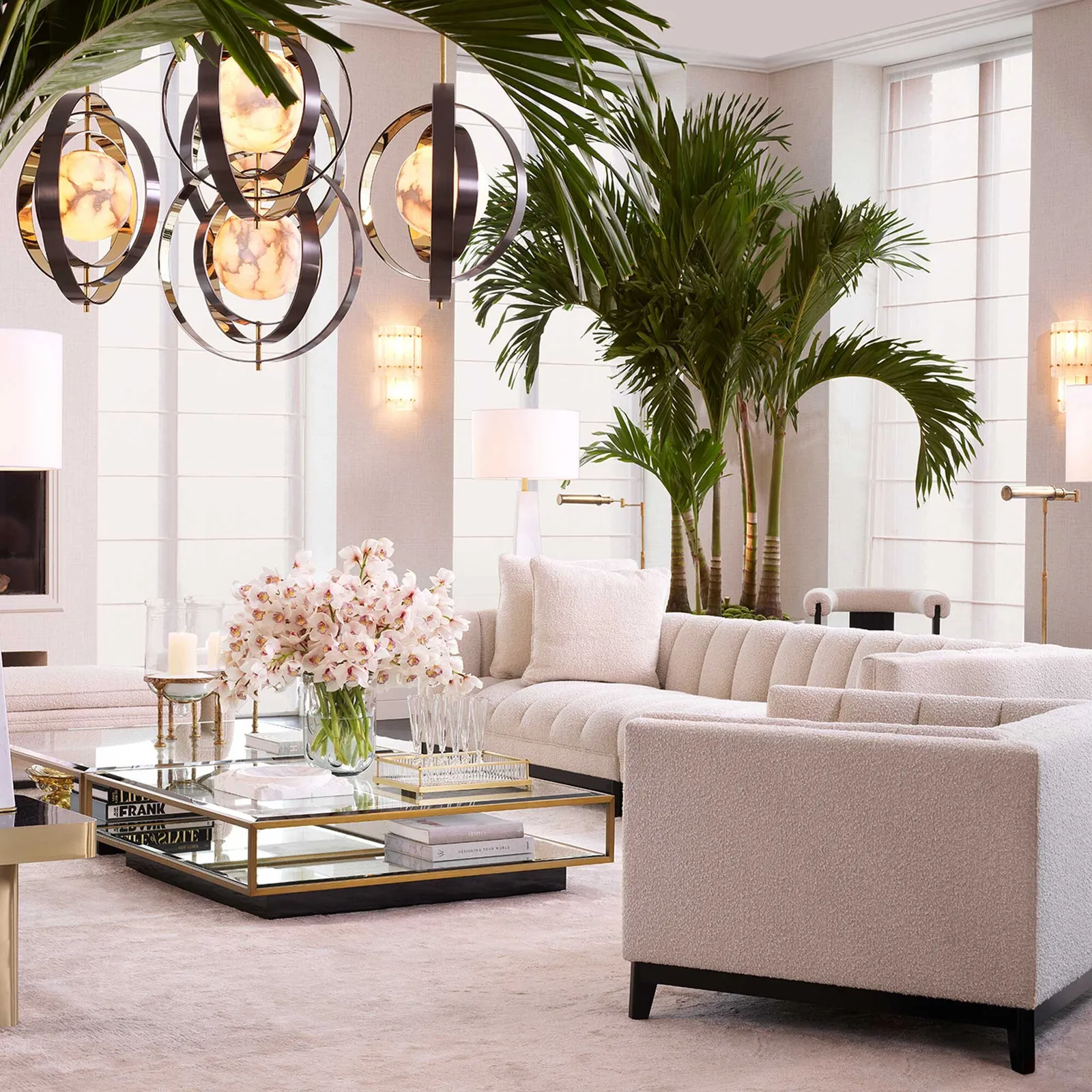Eichholtz Chandelier Pearl 70X57X71.5, Gold Metal | Barker & Stonehouse 2