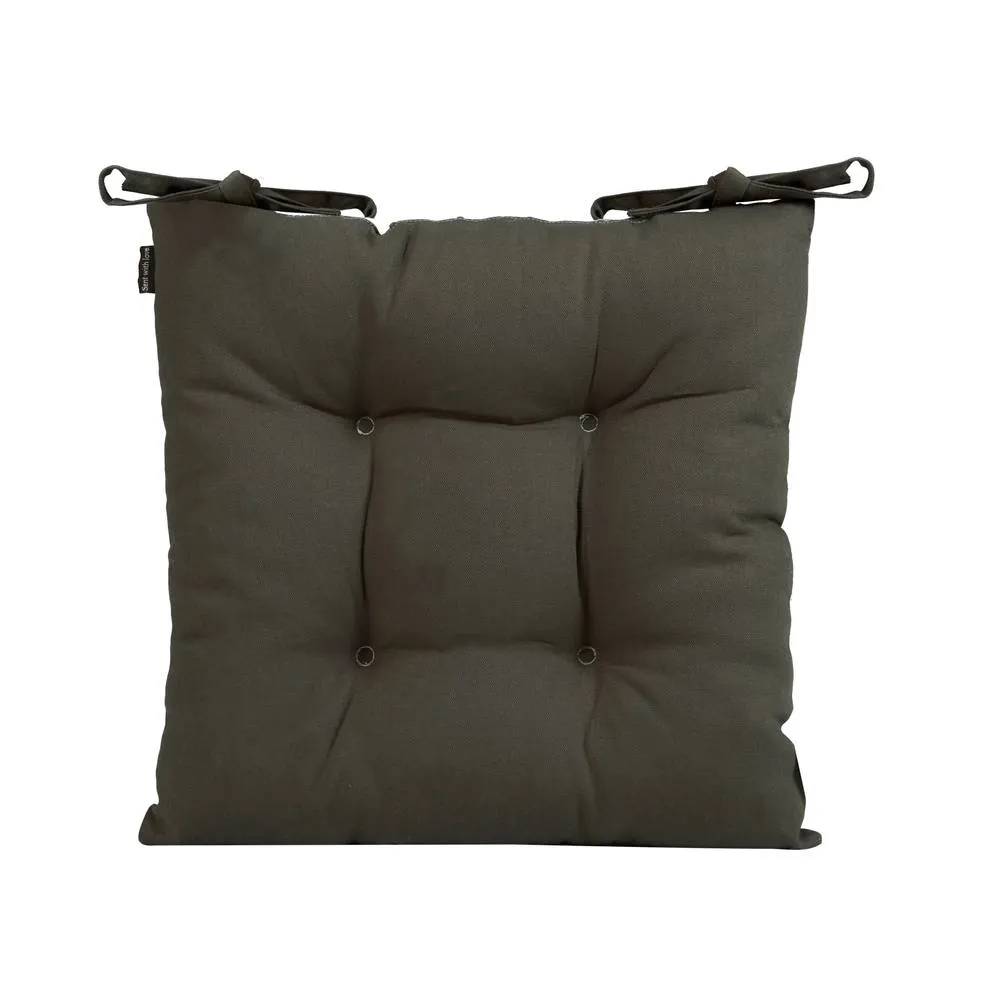Dibor Set of 4 Colbrook Cotton Stripe Indoor Outdoor Garden Furniture Chair Sofa Seat Pads L40cm x W40cm in Brown 4