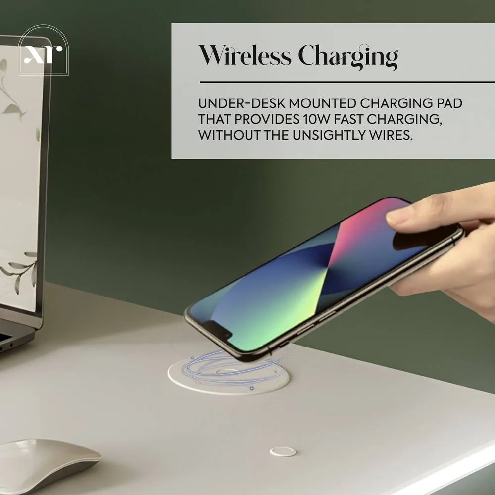 X Rocker Oka RGB LED Office Desk with Wireless Charging in White 5