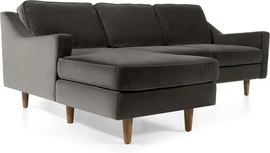 Dallas Left Hand Facing Chaise End Corner Sofa, Concrete Cotton Velvet