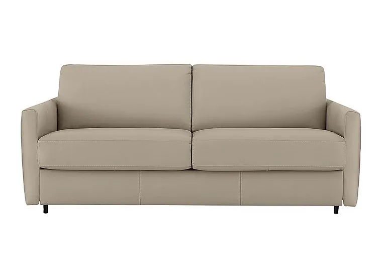 Alcova 3 Seater Leather Sofa Bed with Slim Arms - Torello Fango