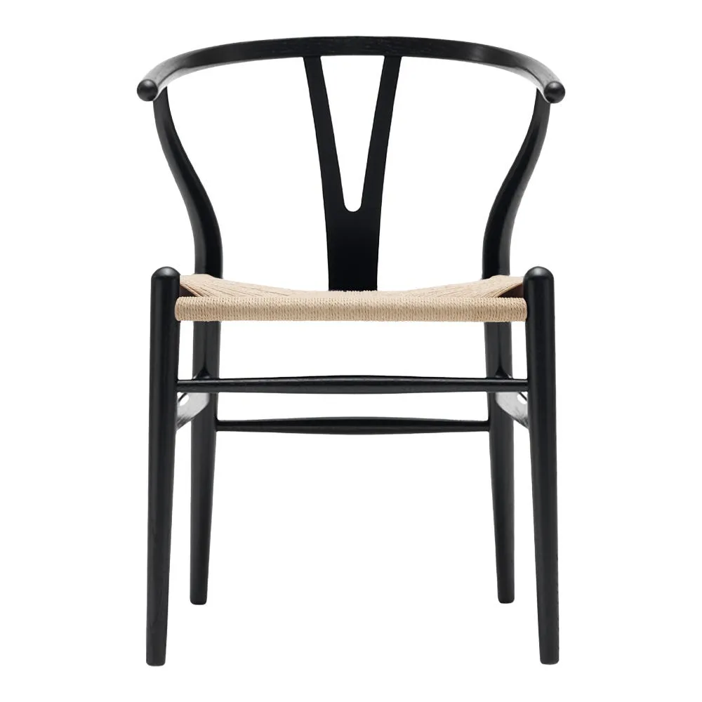 Carl Hansen & Son Wishbone Chair CH24 in Black Oak with Natural Cord Seat 2