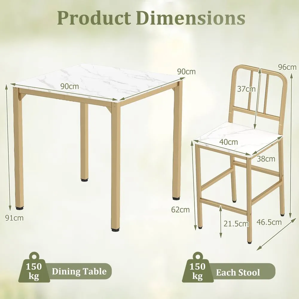 Costway Counter Height Dining Table Set 5PCS Kitchen Bar Table & Chairs Set in White 2
