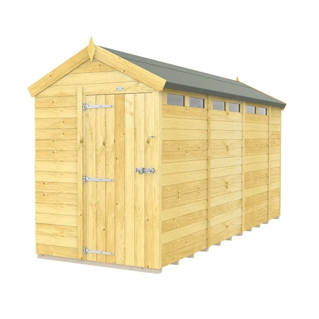 Buttercup Farm 5 x 14 Feet Apex Security Shed - Single Door - L417 x W147 x H217 cm in Brown