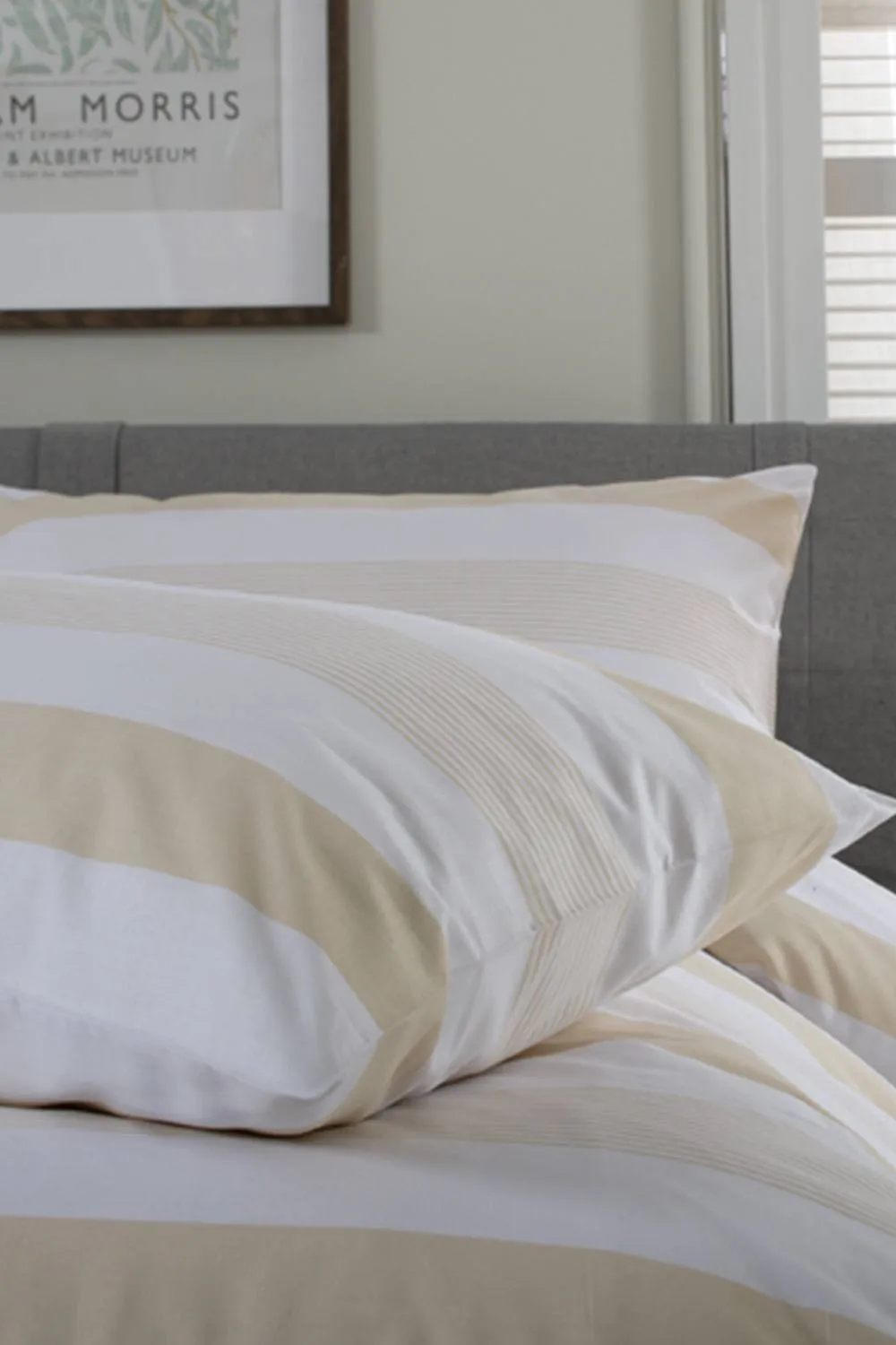 The Lyndon Company Next Level 100% Duvet Cover Set with Cuff Detailing in Beige 3